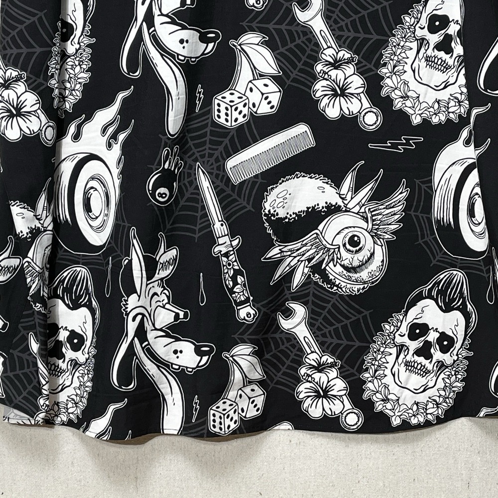 Dixxon Flannel‎ Co Rat Rod Skull Button Up Shirt 4X Black Short Sleeve - Picture 14 of 15